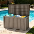 thumbnail image 6 of KAMEROUT 150 Gallon Resin Deck Box, Package Delivery Box with Lockable Lid, Waterproof Outdoor Storage Box For Garden Tools, Patio Cushions, Brown, 6 of 6