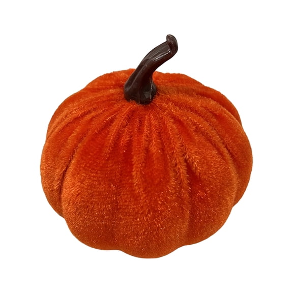 Velvet Pumpkin Decorations, Mini Fabric Pumpkins for Fall Harvest Thanksgiving Halloween Mantel Tabletop Home Farmhouse Decor (Orange)