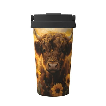 

KLL Cute Cow Sunflower Field Pattern Stainless Steel Vacuum Insulated Tumbler - Carry Insulated Coffee Mug - Reusable Insulated Cold Brew Iced Coffee Cup Thermos