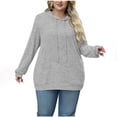 thumbnail image 6 of lcziwo Hoodies for Women Long Sleeve Ribbed Knit Oversized Sweatshirts Solid Color Casual Pullover Tops Teen Girls Clothes, Gray, S, 6 of 8