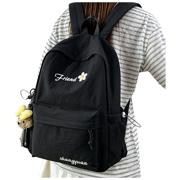 Weebloom Large School Backpack For Kids Girls Cute Letter Printed Large Capacity Lightweight Travel Bookbag Middle High School College Black