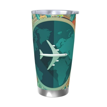 

Matuu Around The Planet for 20oz Durable Thermal Cups Keep Drinks Cold and Hot Insulated Car Mug with Lid-Without Straw