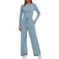thumbnail image 6 of felwors Sweatsuits Women 2 Piece Outfit Fall Airport Lounge Sweat Sets With Wide Leg Pants Track Fashion Suits 2025 Sky Blue, XXL, 6 of 6