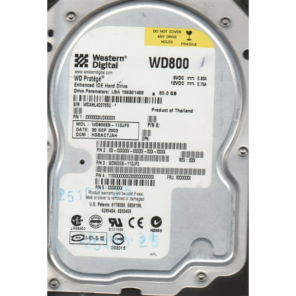 WD800EB-11DJF0, DCM HSBACTJAH, Western Digital 80GB IDE 3.5 Hard Drive