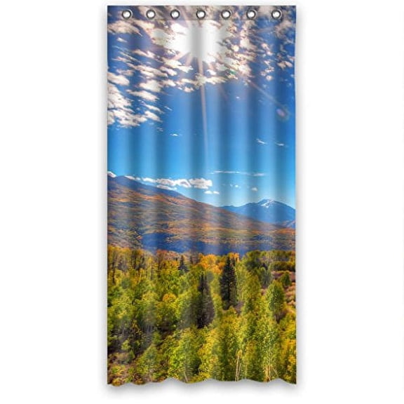 HelloDecor Hill Autumn Scenery Shower Curtain Polyester Fabric Bathroom Decorative Curtain Size 36x72 Inches