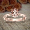 thumbnail image 2 of 1 carat Real Morganite (Oval cut Real Morganite) Solitaire Engagement Ring Sterling Silver with 18k Gold Plating, 2 of 4