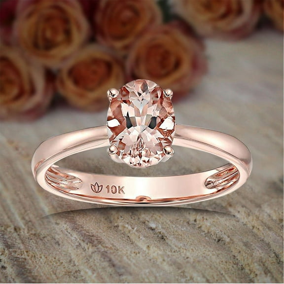 Limited Time Sale 1.25 Carat Morganite (8x6mm Oval cut Morganite) Solitaire Engagement Ring with 18k Gold Plating