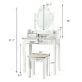 thumbnail image 3 of Vanity Table Set Detachable Makeup Table Dressing Desk with Mirror & Cushioned Stool White, 3 of 5