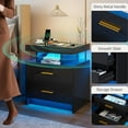 thumbnail image 5 of Smart Night Stand Set of 2 with Charging Station, Modern Black Nightstand with 24 Color Lights and 2 Drawers, LED Bedside Tables with Auto Senor,High Gloss End Side Table for Bedroom, 5 of 18