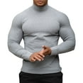 thumbnail image 2 of Neinkie Men Shirt Solid Color Long Sleeves Slim Fit Breathable Basic Soft Half-high Collar Elastic Autumn Tops Men Clothes, 2 of 7