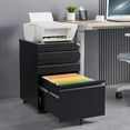 thumbnail image 4 of SYNGAR 3 Drawer File Cabinet with Lock, Mobile Printer Stand with 5 Wheels, Under Desk Metal Filing Cabinet fits A4 File/Letter/Legal for Home Office, Fully Assembled, Black, D8948, 4 of 11