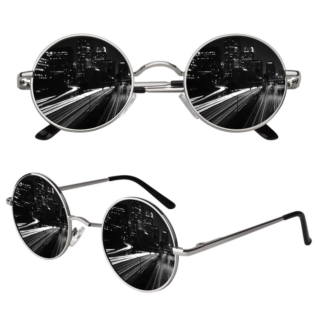 Gafas de sol CGID E01 con lente negra polarizada con borde metálico plateado