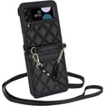 thumbnail image 1 of REQO for Samsung Galaxy Z Flip 3 Wallet Case with 2 Card Slots, Diamond Fashion Style and Slim Thin Texture, Hinge Protection, Adjustable Crossbody Strap, 1 of 7