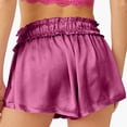 thumbnail image 3 of SEMPAI Women Satin Pajama Shorts Y2k Frill Elastic Waist Loose Fit Sleep Pj Shorts Comfy Ruffle Pajama Bottoms Loungewear, 3 of 4