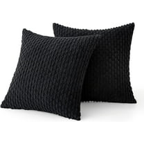 Nvzi-a Throw Pillow Covers Soft Corduroy Decorative Set of 2 Boho Striped Pillow Covers Pillowcases Farmhouse Home Decor for Couch Bed Sofa Living Room 18x18 Inch Black