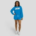 thumbnail image 6 of Women's WEAR by Erin Andrews Blue Detroit Lions Heavy Rugby Jersey Long Sleeve T-Shirt & Shorts Lounge Set, 6 of 7