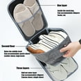 thumbnail image 2 of Waterproof Travel Shoe Bag - 5.51x9.06x12.2in Cloth Storage Pouch Holds 4 Pairs of Shoes for Camping/Gym/Daily Use (Gray)​, 2 of 6