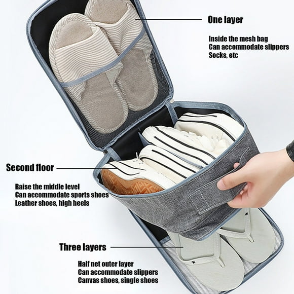 Xihbxyly Bolsa de Viaje para Zapatos, Impermeable, con Capacidad para 4 Pares, Organizador Multicompartimento, Ideal para Viajes y Uso Diario, Tela Resistente, 14 X 23 X 31 Cm.