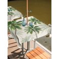 thumbnail image 2 of Outdoor Tablecloth with Umbrella Hole for Patio/Picnic/Party/Camping, Seaside Green Palm Trees Waterproof Table Cloth Square Cover Washable, Tropical Summer Botanical Rustic (60"x 60"), 2 of 9