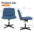 thumbnail image 3 of FDW Cross-Leg Home Office Chair - Armless Adjustable w/Wide Seat & U-Back,Blue, 3 of 7