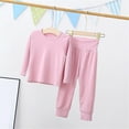 thumbnail image 2 of Mercatoo Toddler Girl Boy Long Sleeved Solid Color T Shirt Tops Trousers 2Pcs Home Clothes Loose Sports Outfit Fall Clothes Set, 2 of 9