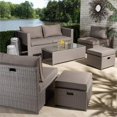 thumbnail image 6 of Bowery Hill Modern Grey Fabric and Grey Finished 6-Piece Patio Set, 6 of 8