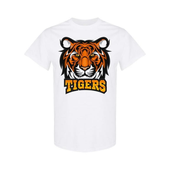 Tiger Face Sport Mascot T-Shirt Men -Image by Shutterstock, Male 3X-Large