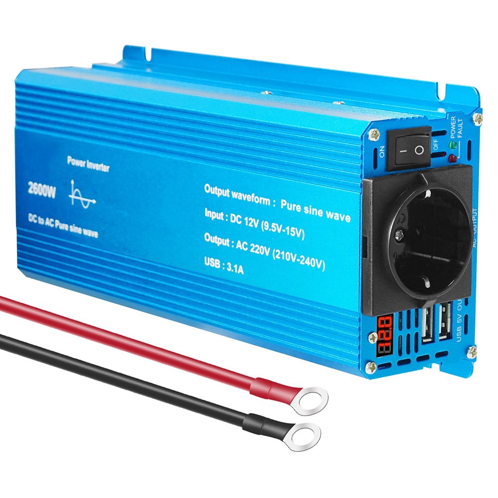 DAMIFU Pure Sine 12-24V 110-220V 50-60Hz 2600W Car Solar Converter Inverter