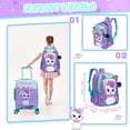 thumbnail image 3 of Kids Caary on Luggage Sets with Wheels Travel Suitcases for Girls with Travel Pillow School Backpack 6-12 Years Old 16 Inch Purple Cat, 3 of 7