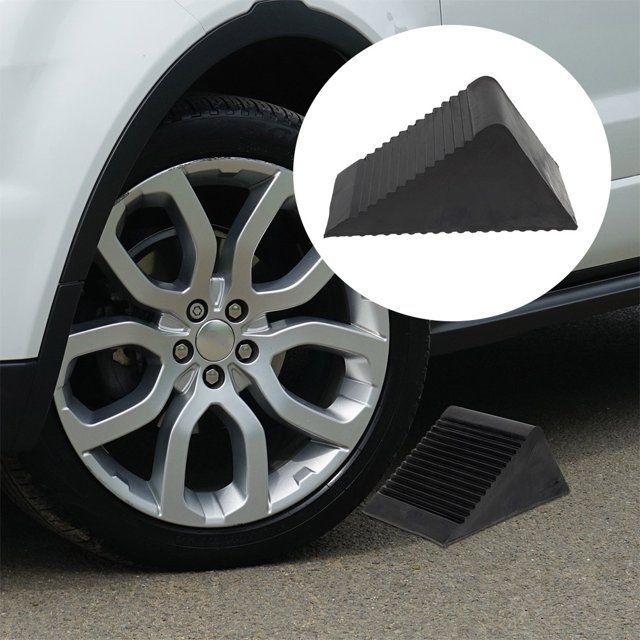 HONITANO Cale de Roue de Voiture Compacte Bouchon de Pneu en Caoutchouc Noir avec Structure Triangulaire Stable