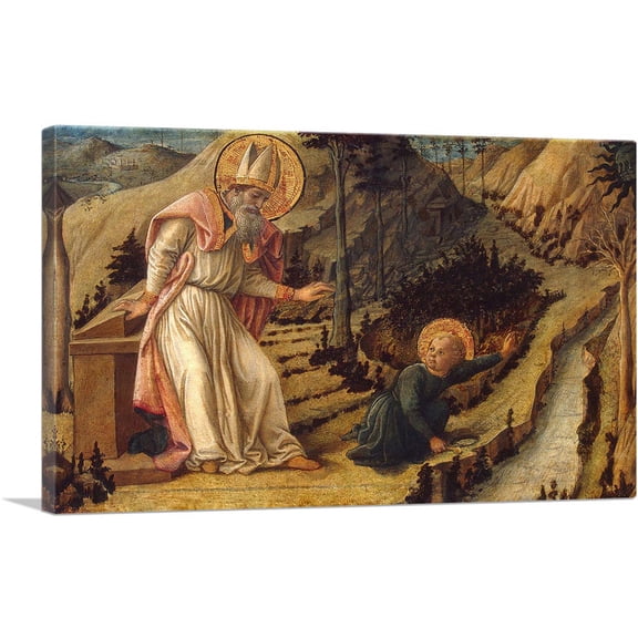 ARTCANVAS Vision Of St Augustine 1460 Canvas Art Print by Filippo Lippi - Size: 12" x 8" (0.75" Deep)