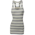 thumbnail image 2 of FashionOutfit Women's Basic Sleeveless Ribbed Racer-Back Wide Stripe Tight Fit Tank Top, 2 of 4