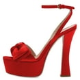 thumbnail image 3 of YDN Women Graceful Bowkont Open Toe Platform Sandals Super High Heels Buckled Strap Pumps Prom Evening Dressy Shoes Size 10.5 Red, 3 of 4