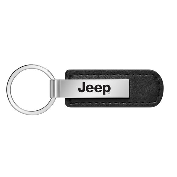 Jeep Black Leather Strap Key Chain Keychain Key-ring
