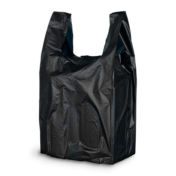 Black T-Shirt Carry-Out Bags, 0.65 Mil Unprinted Shopping, 2000 Count, 6 x 3 x 12 in