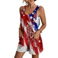 thumbnail image 2 of KelaJuan Women's Shorts Jumpsuit Star Stripe Printed Sleeveless U-neck Wide Leg Playsuit for Independence Day, 2 of 6