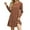 Coffee, variant on Womens Fall Dresses Casual Crew Neck Long Sleeve Mini Dresses for Women Comfy Ruffle Hem Solid Color Loose Shirt Dress