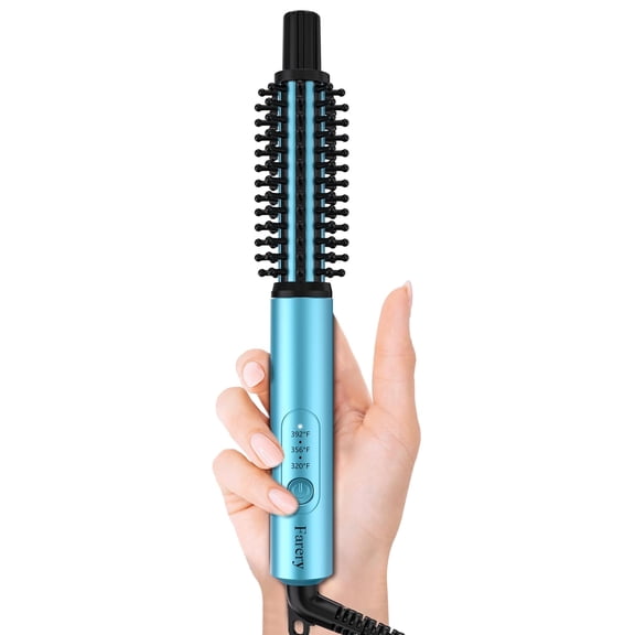 FARERY Mini Thermal Brush with Temperature Adjustable, 3/4" Heated Round Brush, Blue
