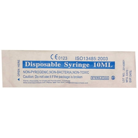 10 Ml Syringe With Slip Tip Electronix Express 71LSC10CC Plastic Syringe Sterile Disposable Luer Slip Tip, 10 cc/mL, 0.33 fl. oz. Capacity (Pack of 100) ()