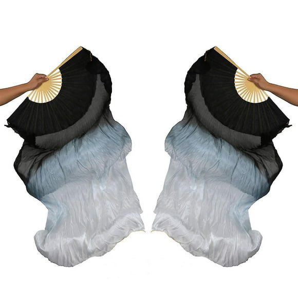 1.8m Belly Dance Silk Tricolor Fan Belly Dance Fan Dance Fan Color Mulberry Silk Left And Right 1 Pair