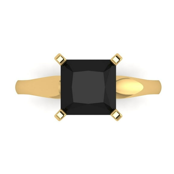 Solitaire Engagement Ring for Women - 2.5ct Natural Onyx in 14K Yellow Gold Promise Ring