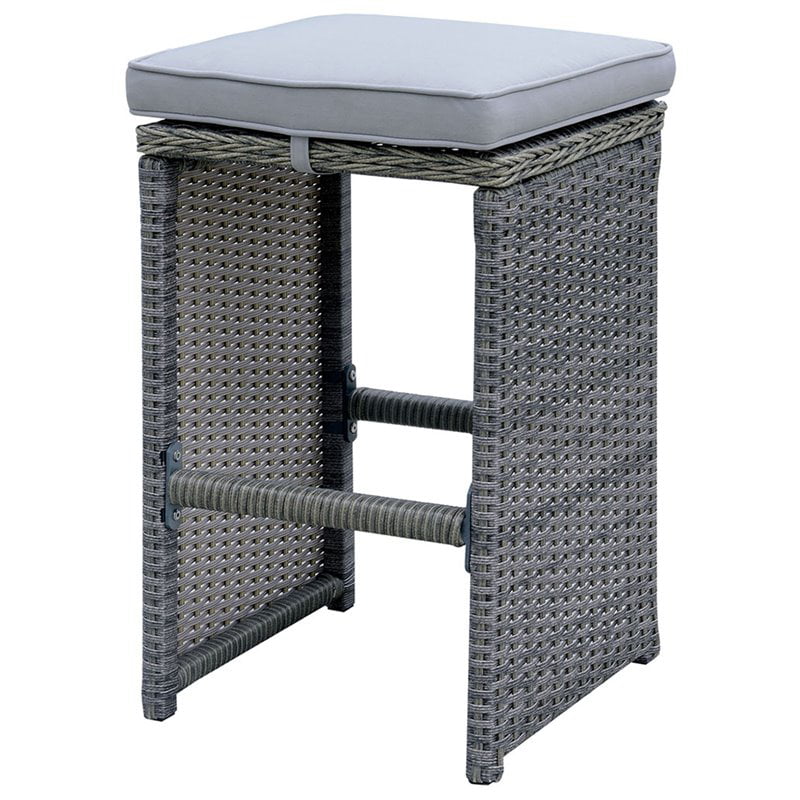 Furniture of America Zuni Rattan 29-inch Patio Bar Stool in Gray (Set 