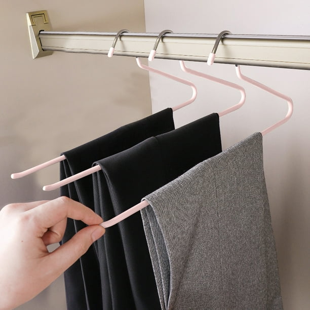 Culchero para pantalones en forma de Z, perchero de hierro resistente con recubrimiento antideslizante - Organizador de armario para guardar espacio, pack de 3, negro