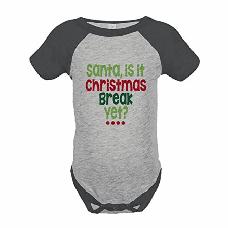 

7 ate 9 Apparel Kids Funny Santa Christmas Grey Raglan Onepiece