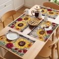 thumbnail image 5 of Sunflowers Placemats Set of 6 Retro Flower Barn Doors Butterfly Farmhouse Brown Place Mats Indoor Wipeable Table Mats Washable Dining Table Placemats for Kitchen Holiday Party Home Decor 13x19 Inch, 5 of 9