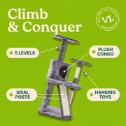Vibrant Life 5-Level Multi-Functional Cat Tree Condo, Gray, 44.5