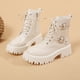 thumbnail image 2 of NECHOLOGY Botas Mujer Zapatos Botines para mujer Botas de tobillo redondas a la moda y cómodas para mujer, botas con de tacón grueso, zapatos casuales con suela y cremallera lateral (Beige, 8.5), 2 of 4
