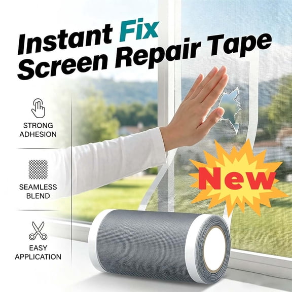 Strong Adhesive Screen Repair Tape, Window Screen Repair Kit, Fiberglass Mesh Screen Repair Kit for Window and Door, Self-Adhesive Patch for RV, Tent, Pool, Patio, Porch Netting (1PC, 3 IN*16.4 FT)