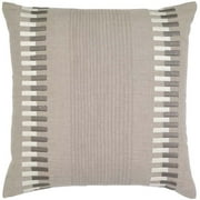 Natural Linen with Pintucks & Rectangle Embroidered Pillow Cover