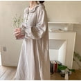 thumbnail image 2 of Vestido coreano pequeño con flores y volantes, cuello de muñeca, manga larga, algodón suave, suelto, camisón de mujer para casa, 2 of 6